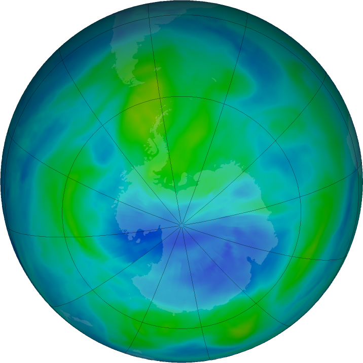Antarctic ozone map for 30 March 2018